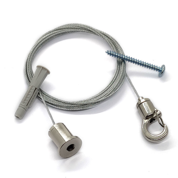 Hanging Signs Drop Ceiling Hooks Kit 2 Cable Set With Stainless Steel Wire Rope Clamp