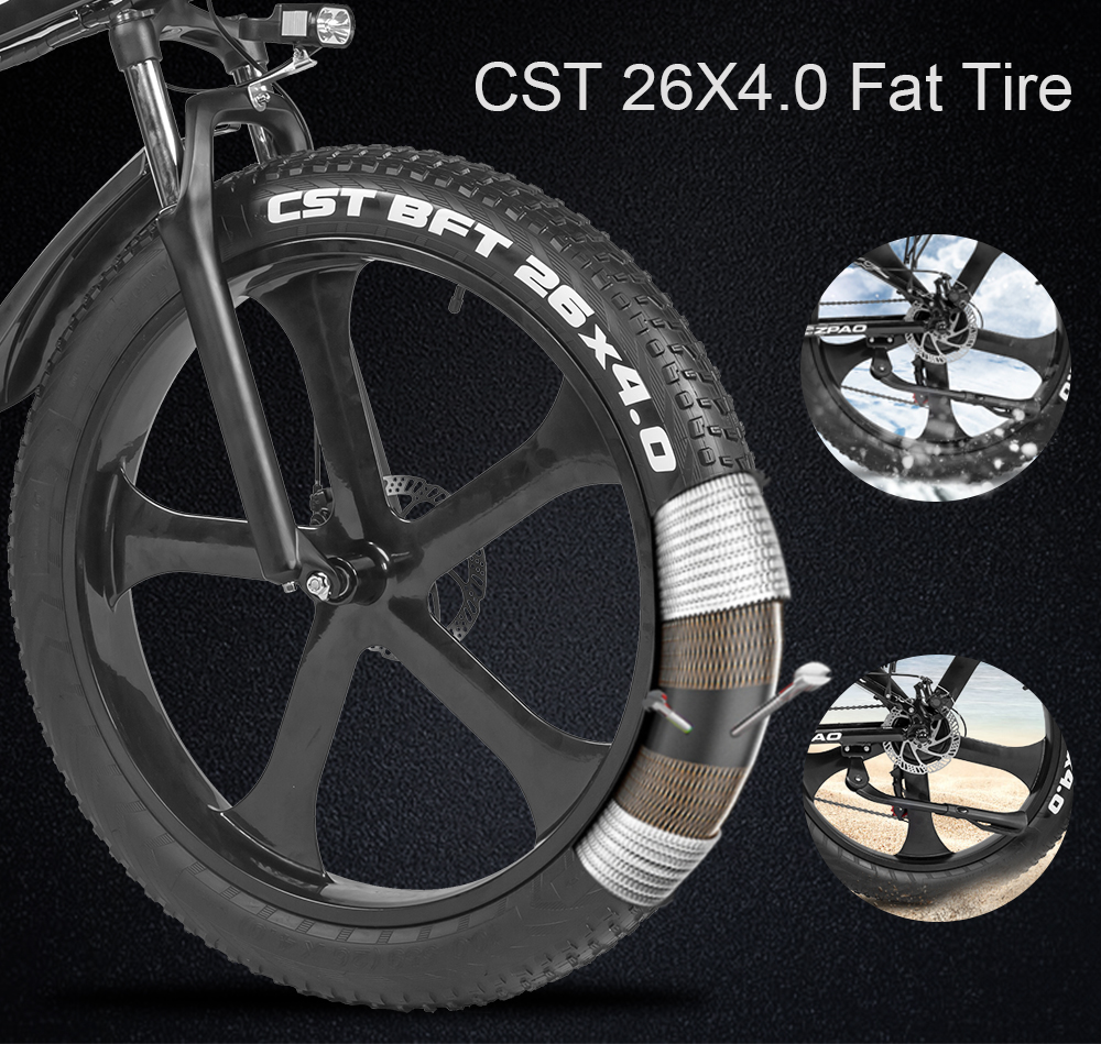 Folding Full Suspension Fat Tire Electric Bike 1000W 48V 26"*4.0 Snow Tire Disc Brake