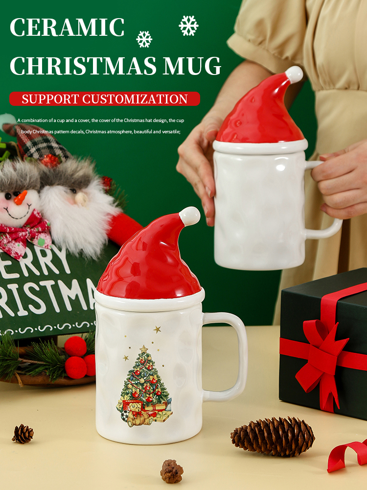 3D Festival Customized Ceramic Coffee Cups Mug With Round Handle 540ml Capacity
