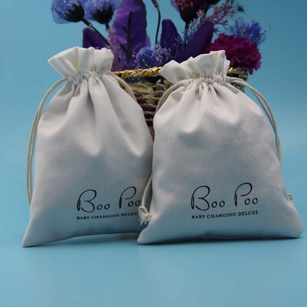 Natural Fabric Cotton Storage Bag For Candy Long Drawstring Cord Eco Friendly