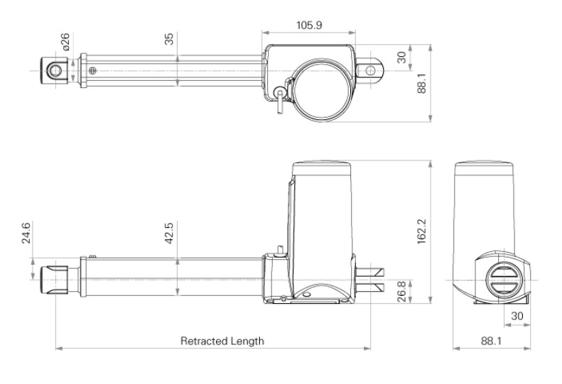 8000N IP66W Electric Linear Actuators For Medical Beds Chairs