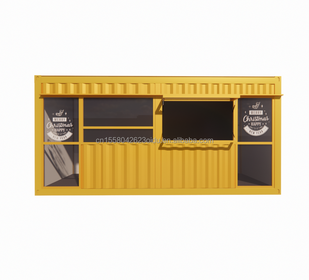 20ft Movable Prefabricated Coffee Shop Container House Design with Galvanized Steel Square Tubes