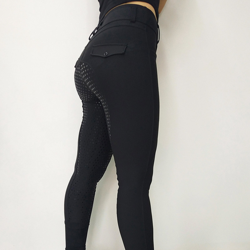 Womens Horse Riding Pants Navy Blue Front Pocket Full Seat Silicone Grip Breeches