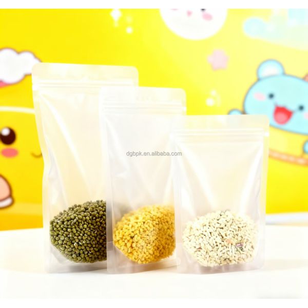 Smell Proof Food Nut Rice Tea Packing Zip Lock Stand up Pouch Frosted Clear Stand up Plastic Bags