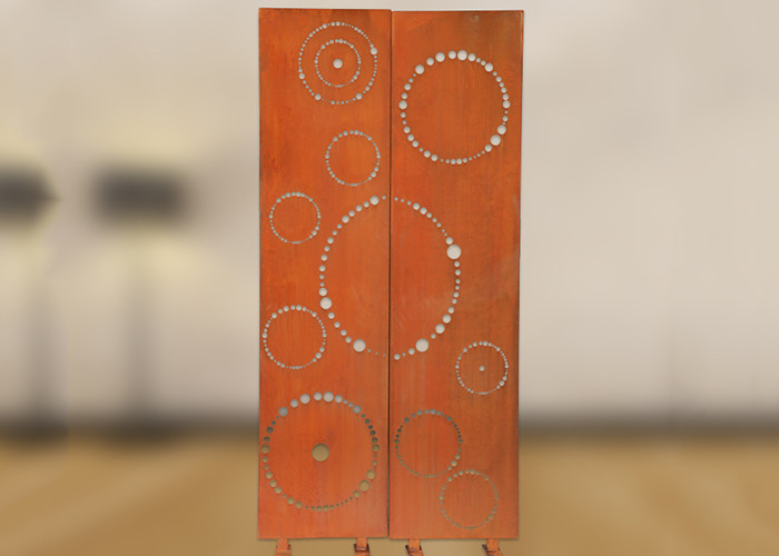 Corten Steel Garden Ornament Circle Pattern Design Privacy Screen Panel