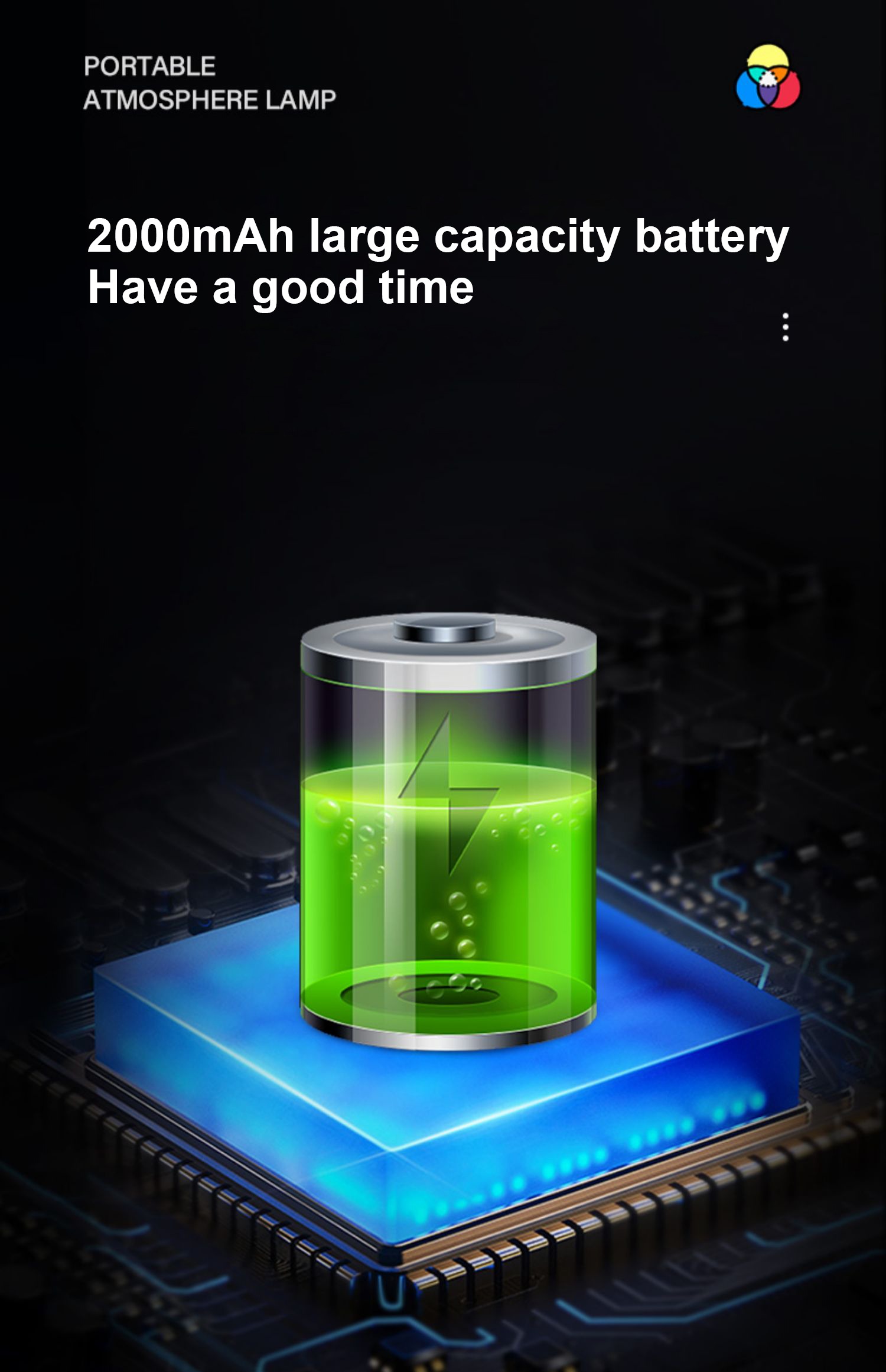 Intelligent Control Portable Charging Atmosphere Light with Seven Glowing Colors