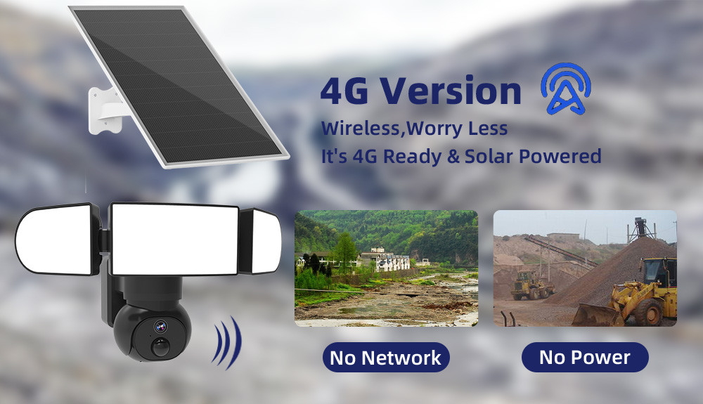 4G 4MP Cellular Solar Security Camera Pan Tilt 19200mAh Battery Operated CCTV Camera
