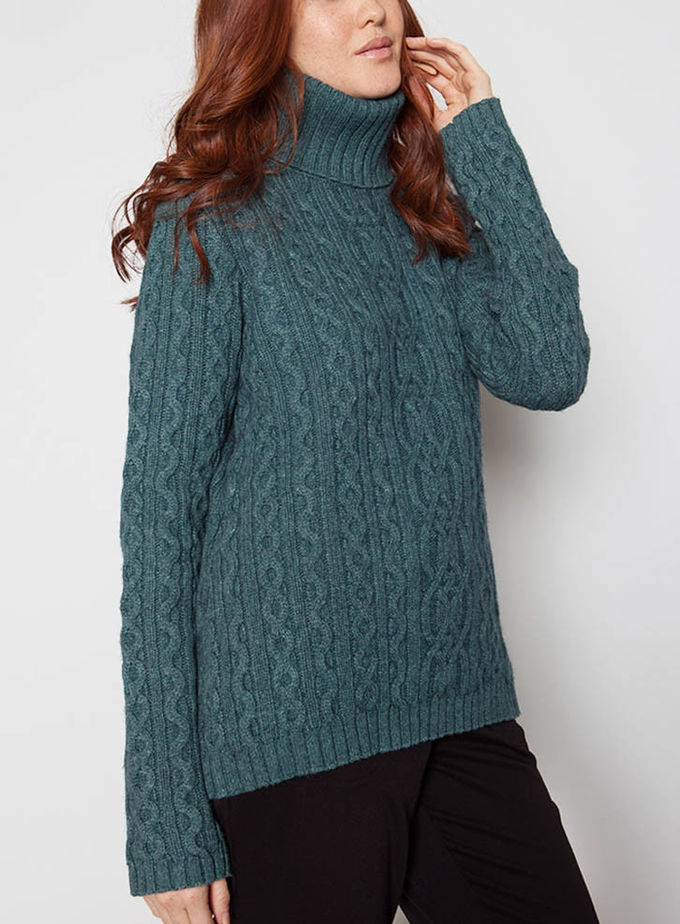 Cable Knitted High Neck Pullover , Custom Warm Easy Crochet Pullover Sweater