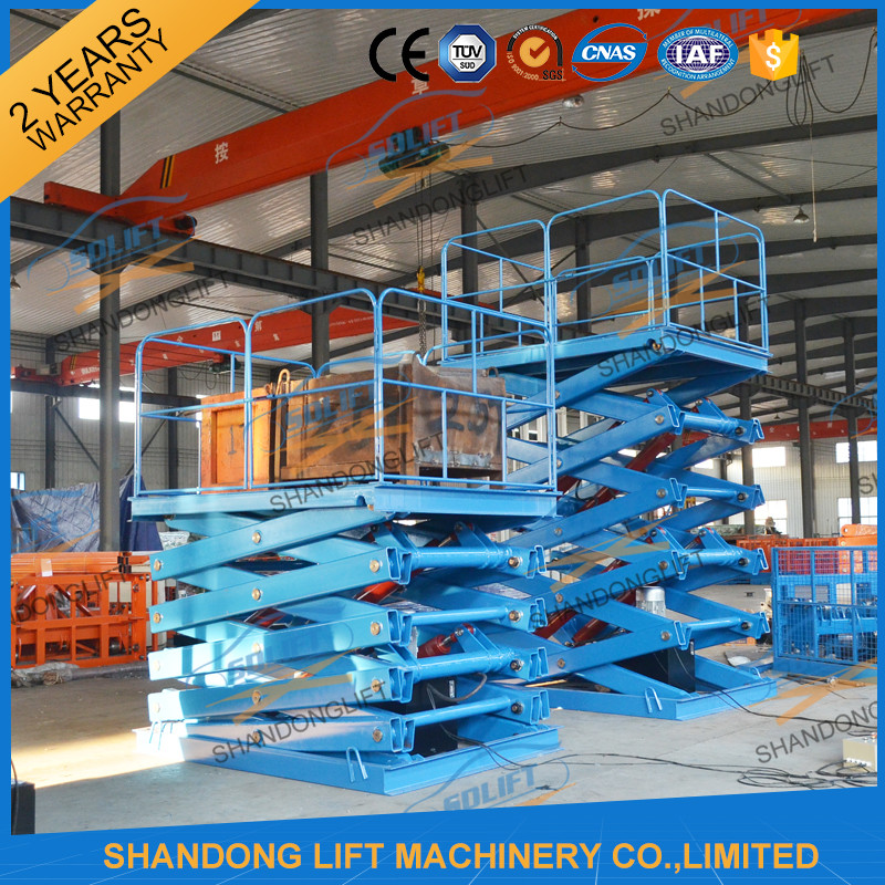 2 Tonne 4m Low Profile Stationary Hydraulic Scissor Lift For Warehouse