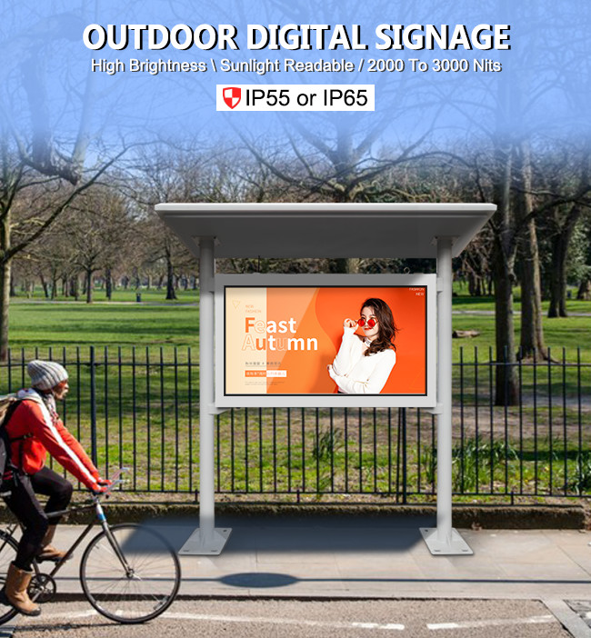 65" Weather Proof Outdoor Advertising Player With Shed IP55
