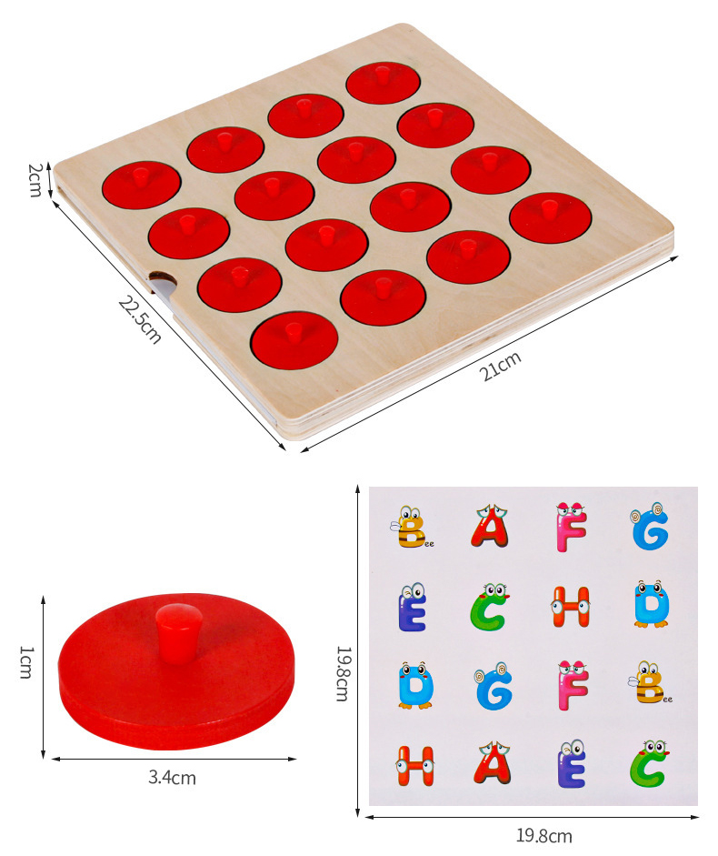 Montessori 3D Unisex Memory Match Puzzle Game Chess Toy