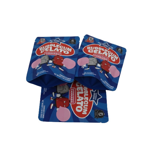 Flat Bottom Aluminum Foil Mylar Bag weed Candy Packaging With Valve And Zipper