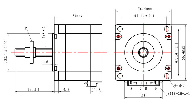 2.8A Nema 23 Stepper Motor With 4 Lead Screw Captive Stepper Motor