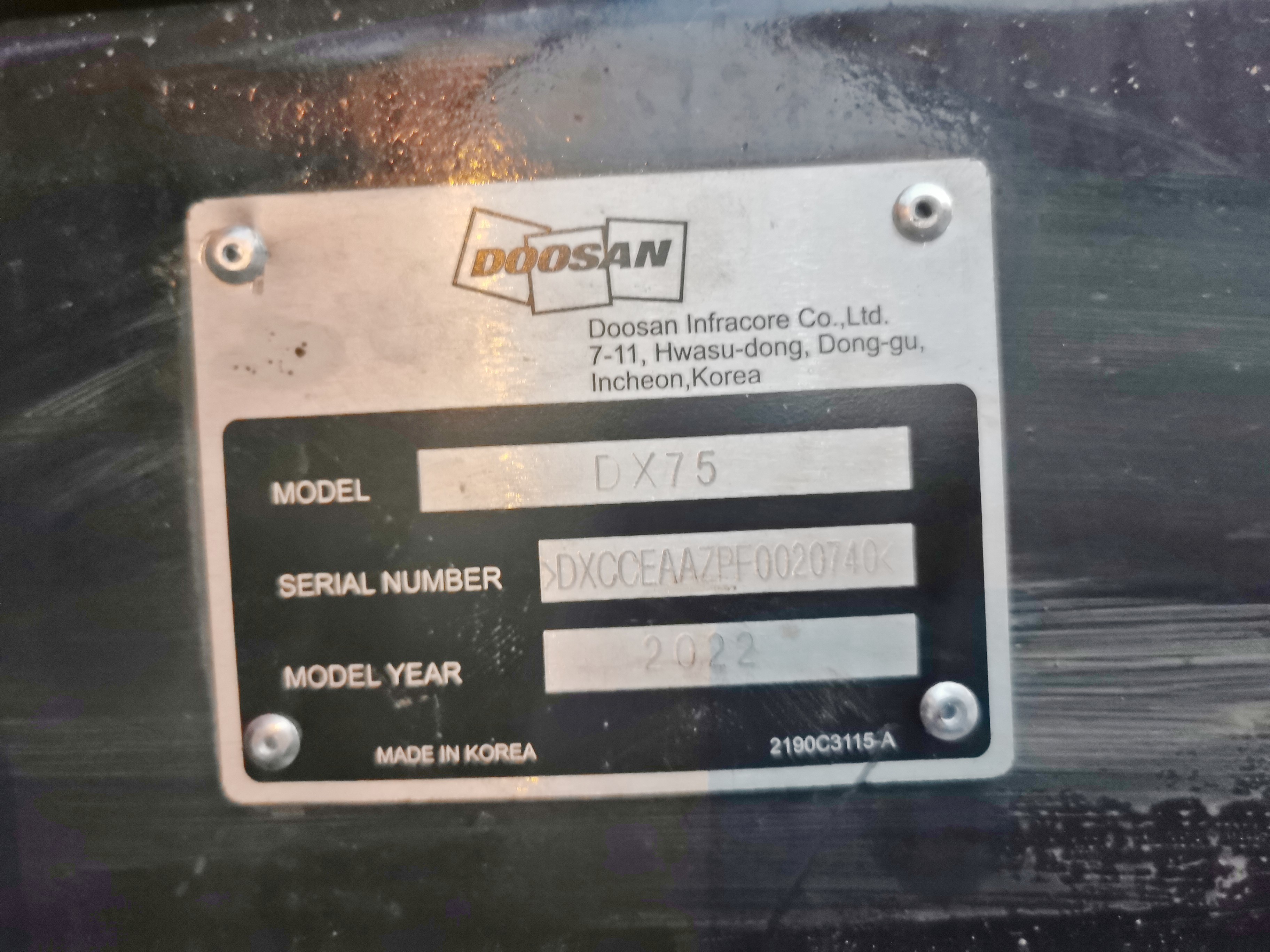 Original Doosan DX75 Mini Excavator 2020 Model with 500 Working Hours