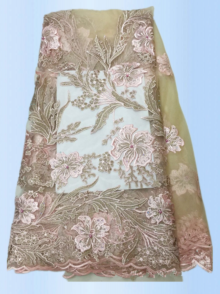2017 High Quality Lace Tulle Styles 3D Embroidery Laces Fabric With Rhinestone with Different Color