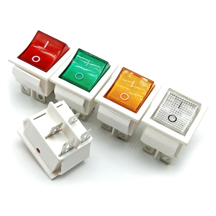 Power 4 Pin / Terminals On - Off Dpdt Rocker Switch With Light T85 16A 250V