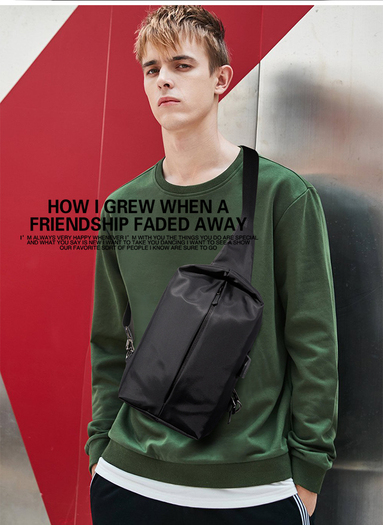 Water Resistant Polyester Lining Anti Theft Chest Sling Bags With USB 5L