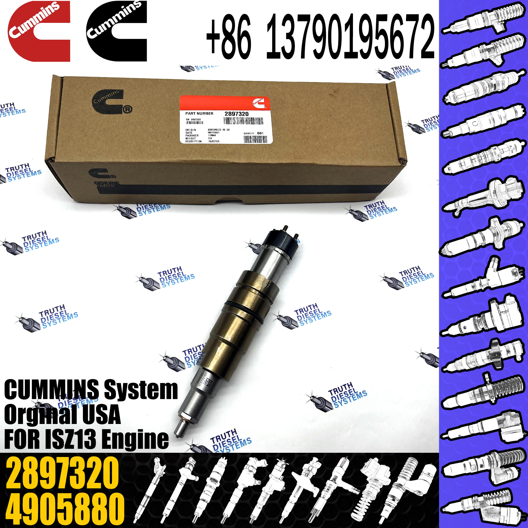 Cummins Machinery Engines Parts Cummins ISZ13 Engine Injector 5579419 2897320 fuel injector 5579419 2897320 2872405 2031