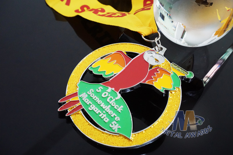 Marathon Sports Running Award Medals Bird Design With Cut Out / Soft Enamel