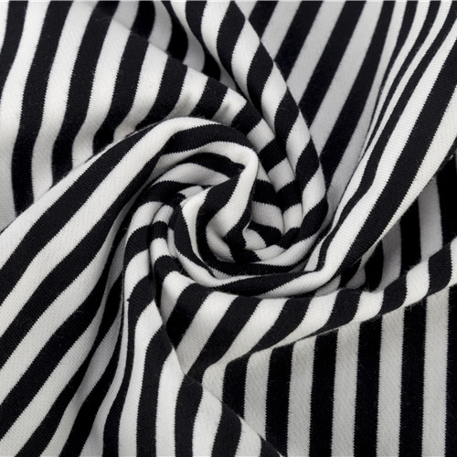 Skin Friendly 100 Cotton Striped Fabric , Sweatshirt 193cm Striped Lycra Fabric