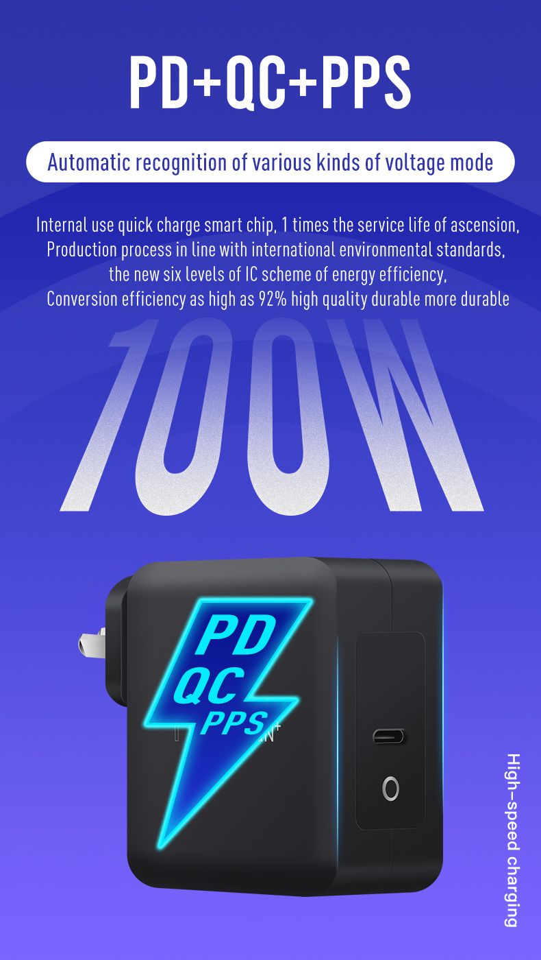 100W Mini High Power AU SAA QC3.0 4.0 Usb C Type C Pd Gan Wall Phone Charger for QC4.0