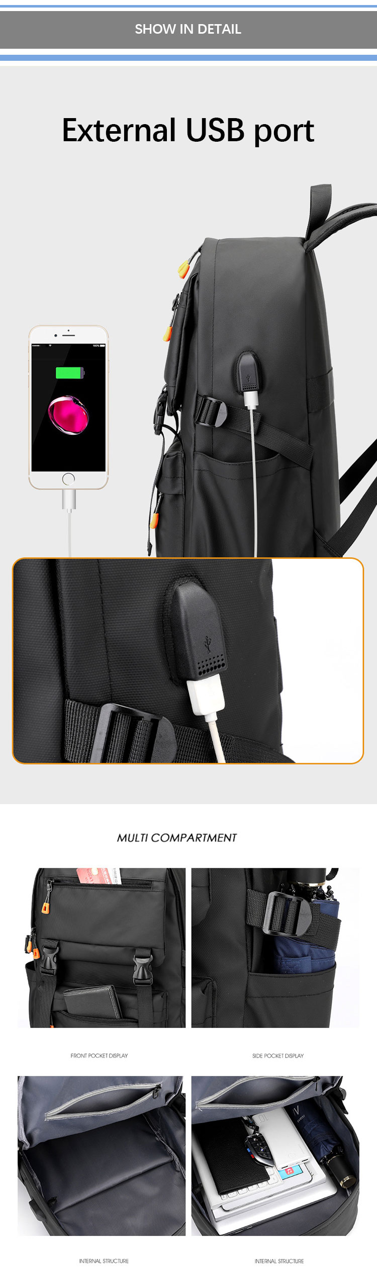 Unisex Waterproof Nylon 15 Inch Laptop Backpacks For Students School Wholesale