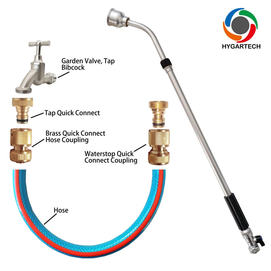 Telescopic Soft-Rain Spray Lance W/ Brass Ball Valve