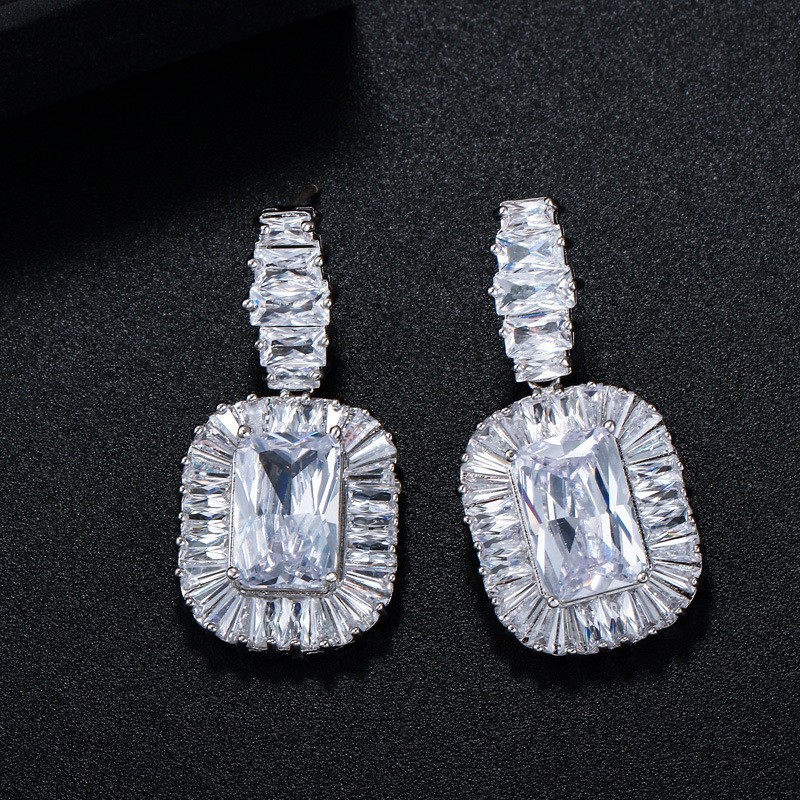 High Quality Women Vintage Luxury Rhinestone Earring jewelry CZ Zirconia Drop Natural stone earrings