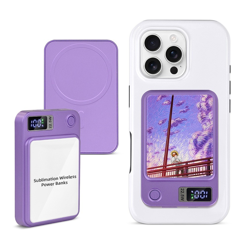 Blank Sublimation Wireless Magnetic Power Bank 5000mAh Portable Fast Charger for Iphone Sublimation Power Bank