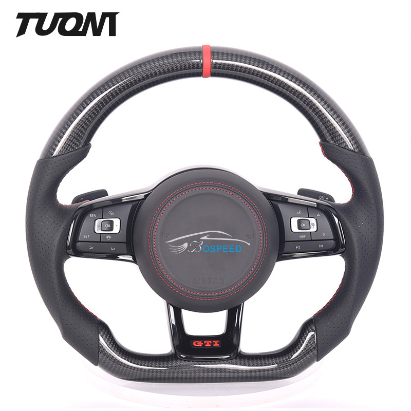 2022 Sport Stitching Volkswagen Carbon Fiber Steering Wheel Alcantara 350mm