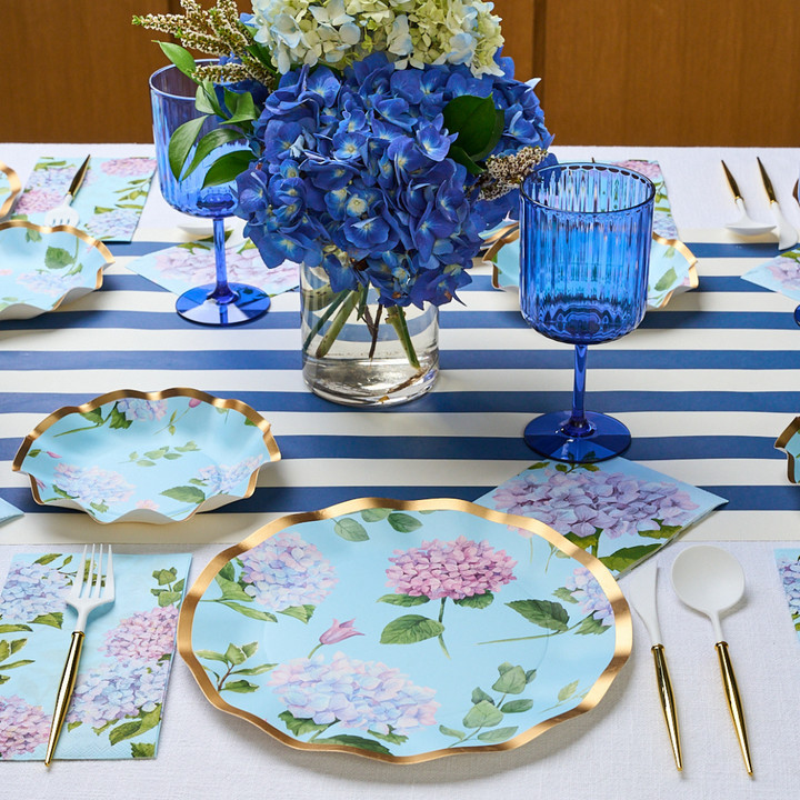 Customize Hydrangea Theme Table Setting Party Decoration Disposable Paper Plates Party Supplies For Tea Party