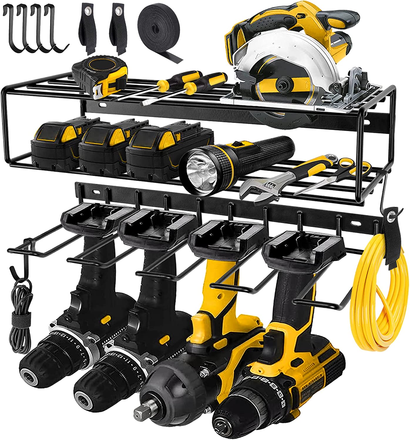 Garage Handheld Power Tool Organizer with Bolt Inserting Type in Rectangle Shape