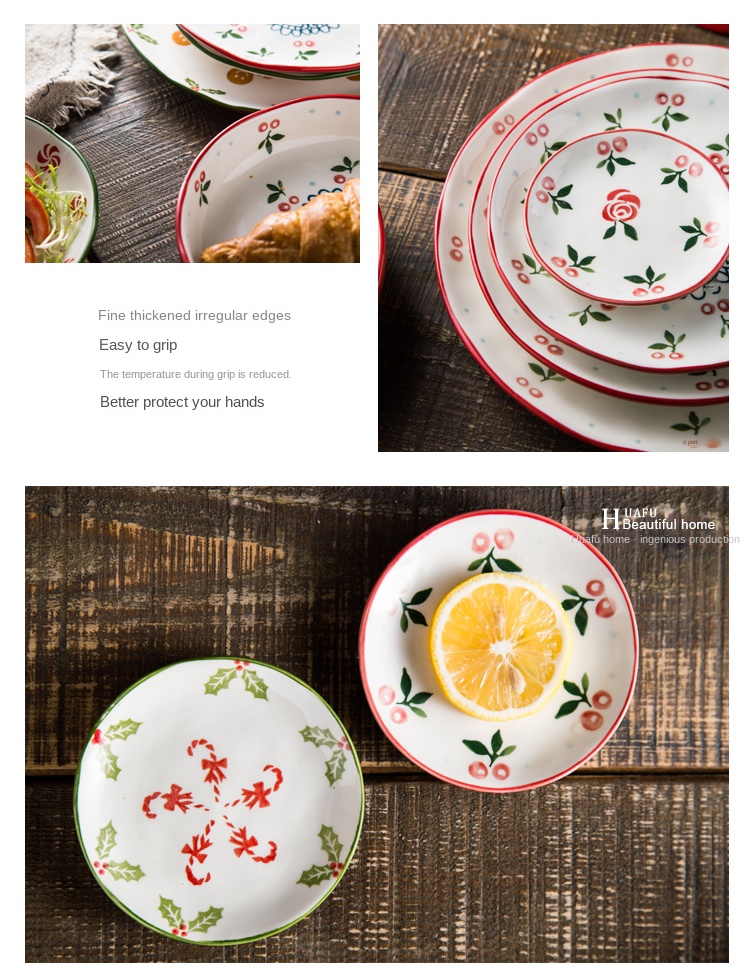 Nordic Style Porcelain Tableware Set , Hand Painted Ceramic Plates And Bowls For Hotel