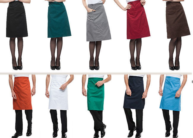 Women Kitchen Cooking Aprons , Solid Pattern Cotton Kitchen Aprons With Pockets