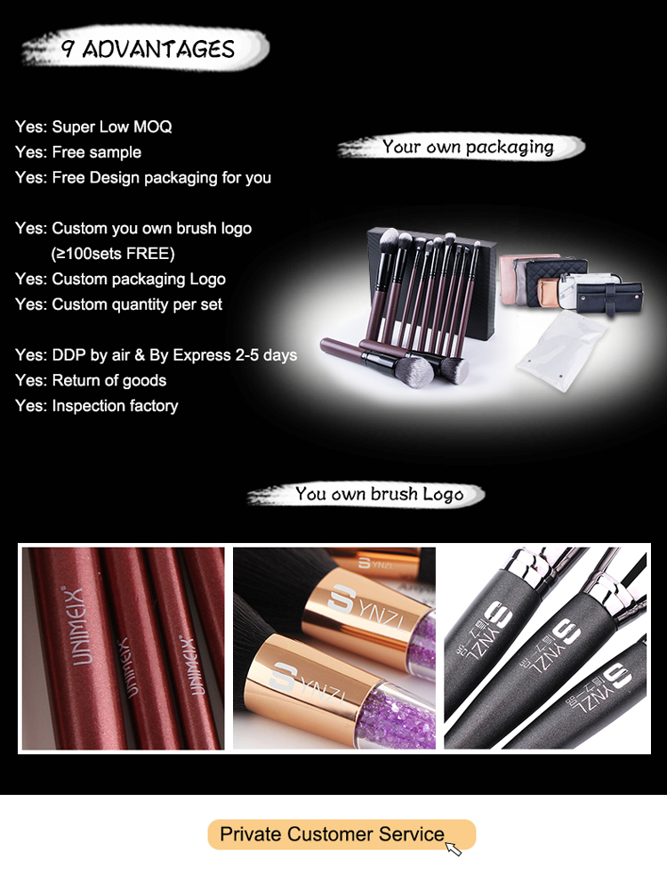 11pcs Wood Handle Makeup Brushes Face Eye Soft Dense Synthetic Hair
