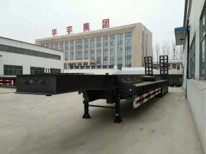 China 3 Axle Lowbed Semi Trailer , Low Flatbed Trailer With Air Suspension System on sale
