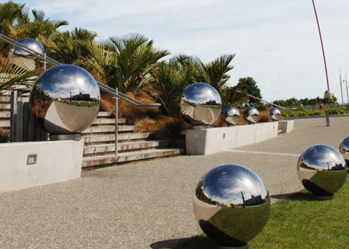 Metal Garden Ornaments Sphere Sculpture Stainless Steel Hollow Design
