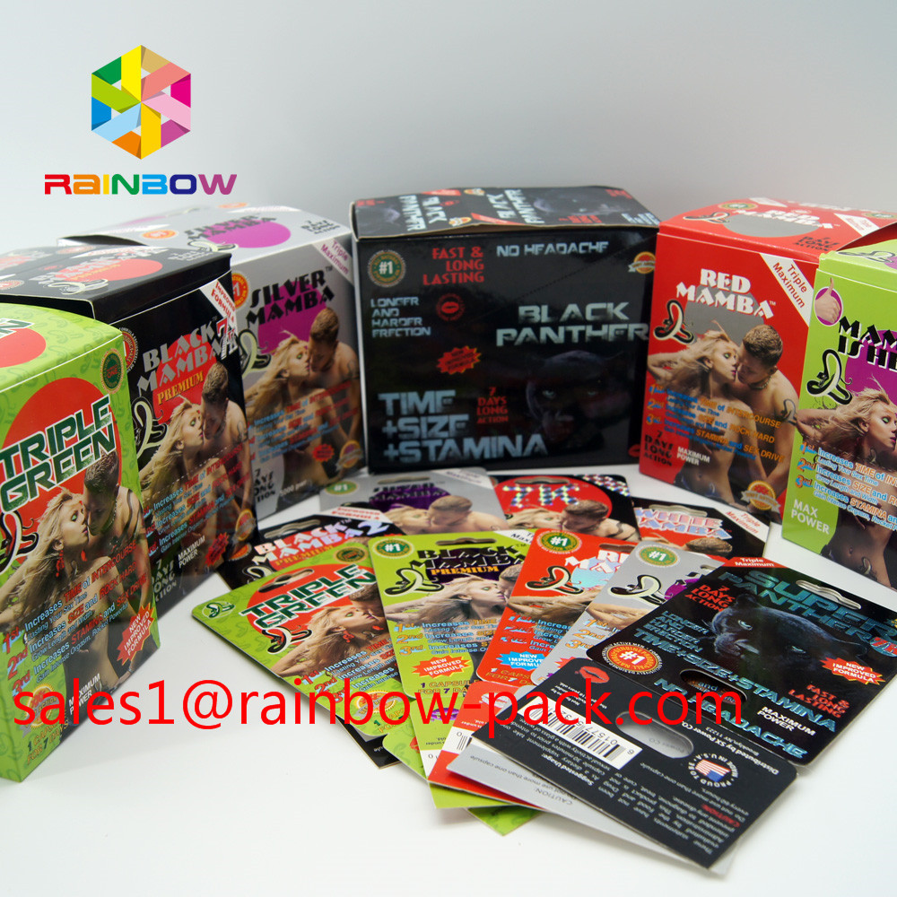 hot sale 3D printing card Black mamba 3D cards3d sex pills packaging paper card 3D sex pill card enhancement pill boxes