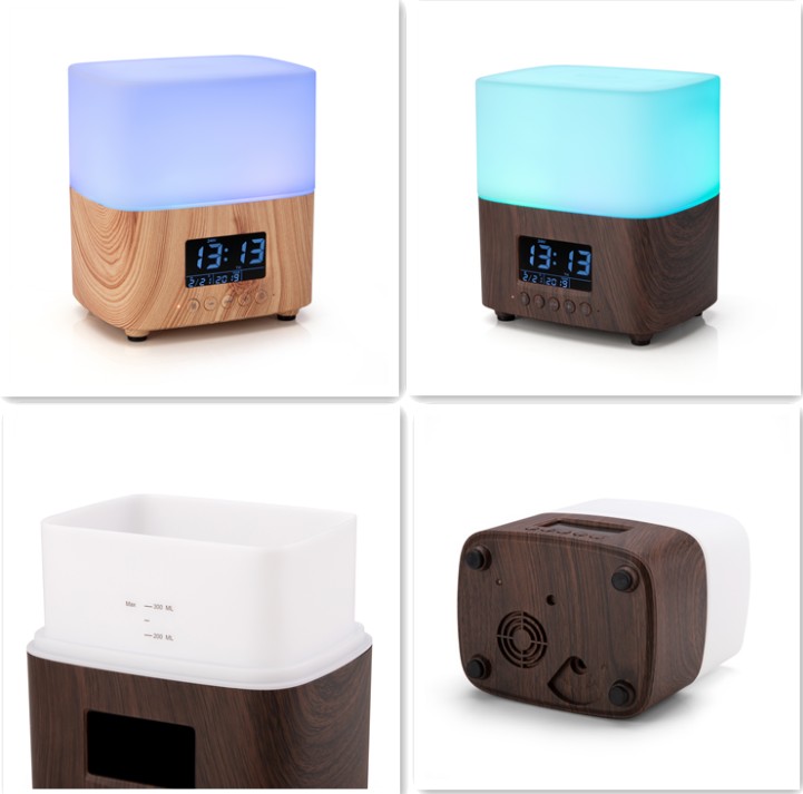 Hotel Ultrasonic Aroma Mist Essential Oil Diffuser Alarm Clock
