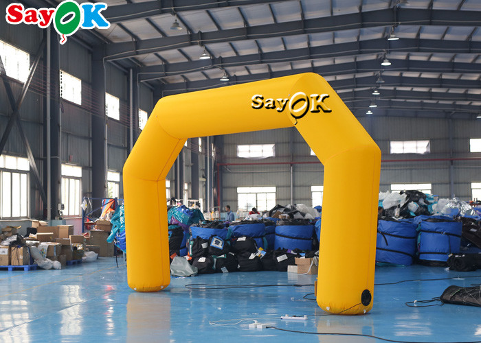 Yellow Custom Inflatable Arch PVC Tarpaulin , Inflatable Race Arch Logo Printing