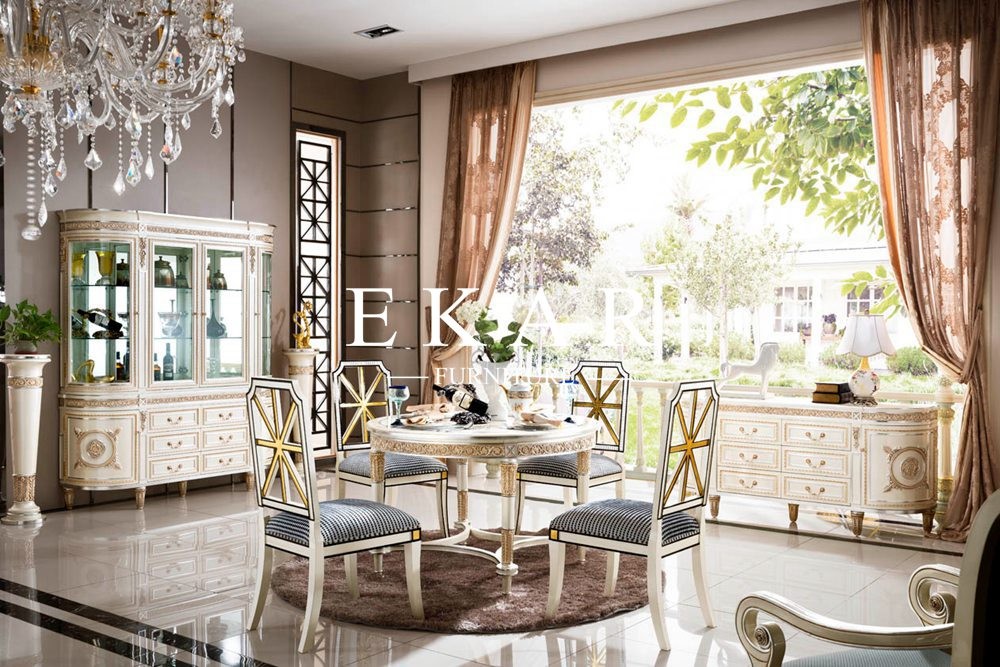Round Rotating Centre Set 6 Chair Marble Dining Table OY-CT02