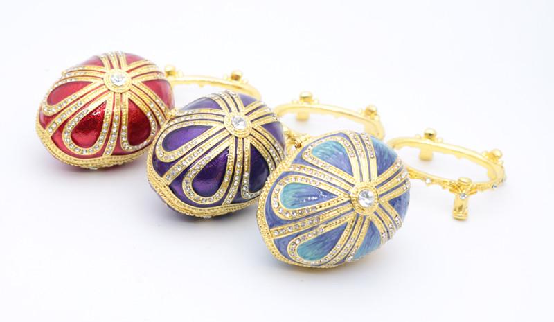 Handicraft faberge egg metal jewelry box Faberge Egg Trinket Jewelry Box with a Pearl Estee Egg Jewelry trinket box