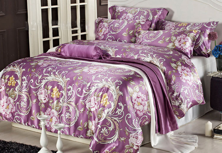 Pure Lightweight Silk Fabric Digital Printed For Bedding Set Multicolor