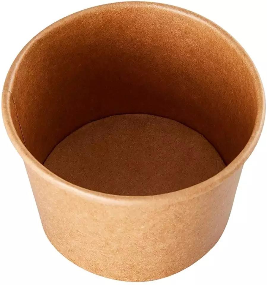 Waterproof Food Grade Paper Bowl Brown Takeout Ink Biodegradable Disposable Paper Bowl