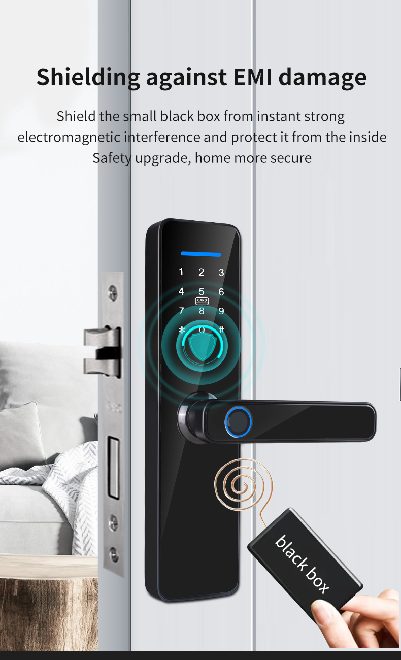 CE RoHS Biometric Fingerprint Door Lock Works With Password IC Card Key Smart APP