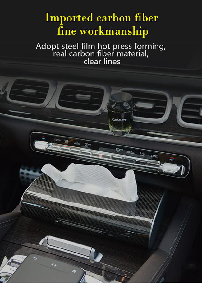 Corrosion Resistance Twill Carbon Fiber Tissue Box For Car