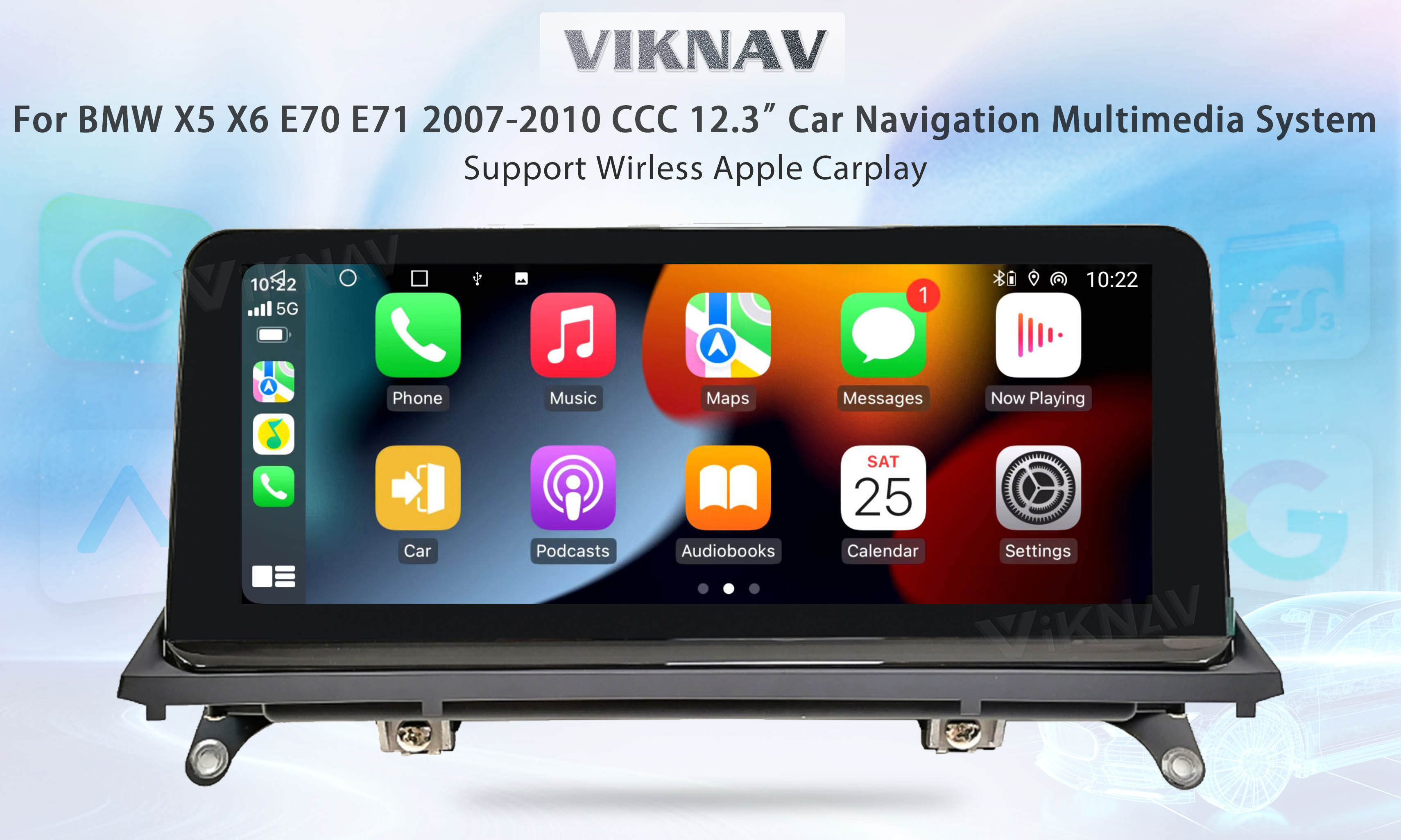 Viknav Car Radio 12.3 inch For BMW X5 X6 E70 E71 2007-2010 CCC System Support Wireless Apple CarPlay Android Auto Multim