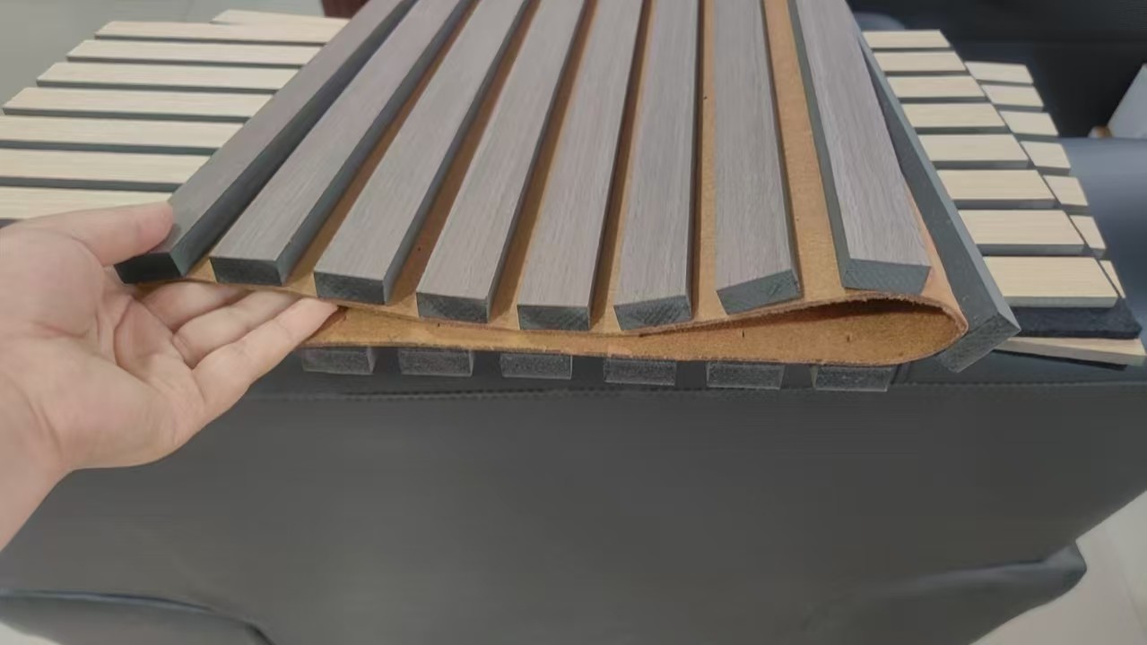 11mm / 13mm Flexible Curved Wood Slat Acoustic Panels For Restaurant Hall Wall