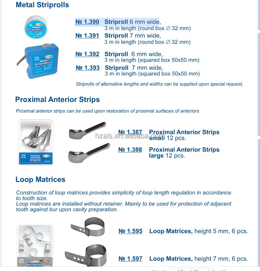 PROFESSIONAL DENTAL Twin Anterior Matrices Kit for Dental Restoration Materials 12pcs No. 1.533 /1.523TOR VM Shelf Life 2 years