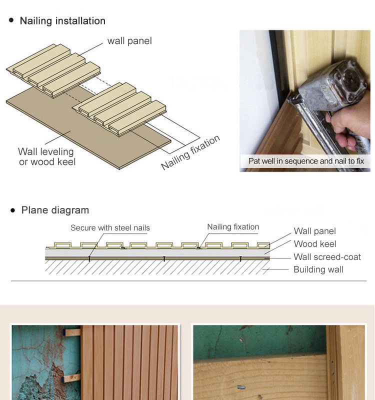 Bamboo Charcoal Thermoplastics WPC Wood Slat Panel 1220*2440*5mm